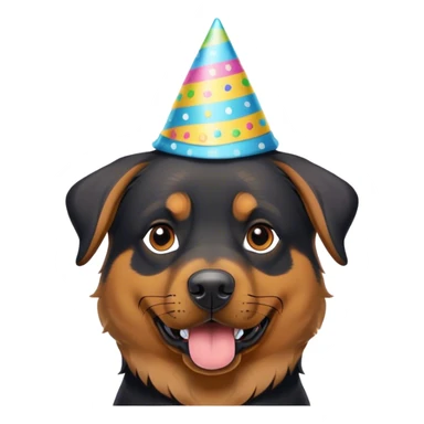A Rottweiler/German Shepherd mix wearing a party hat. sticker