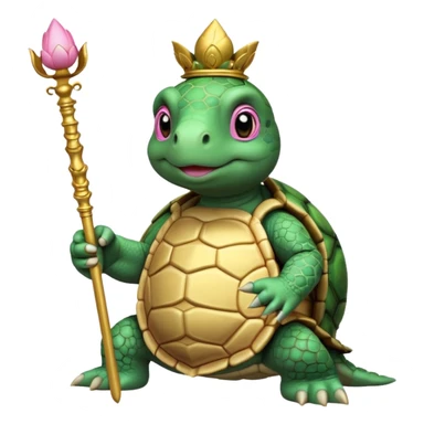 turtle, scepter, buddhism, lotus sticker