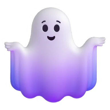 cartoon ghost emoji, floating, no background sticker