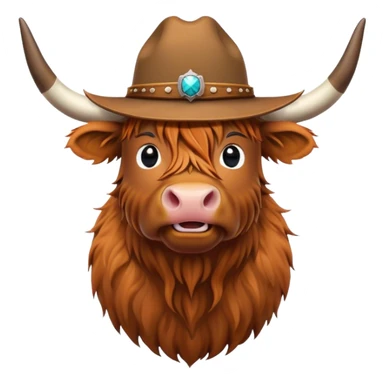 Highland Cow wearing a cowboy hat  sticker