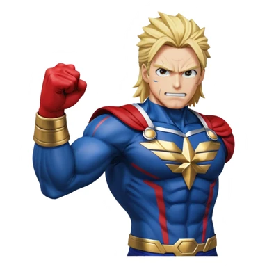 all might raised fist and blue and red costume sticker