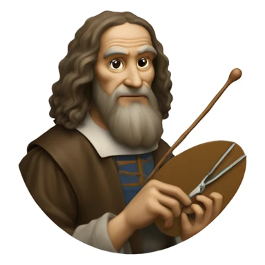 leonardo da Vinci holding an artist's palette sticker
