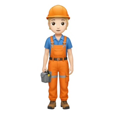 Repairs and Maintenance, Young, tools belt, wearing orange overalls, a cap and having tool belt, full body sticker
