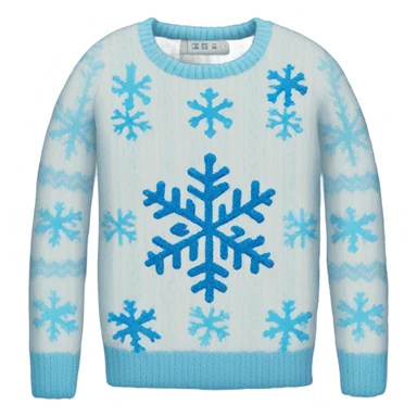 Knit sweater with blue snowflake glittery design sticker
