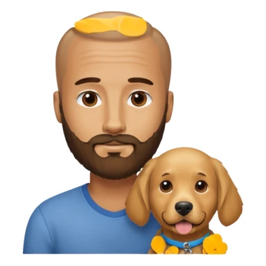 men with dog, 3 day beard, no hair sticker