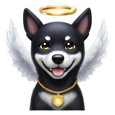 Black Shiba Inu angel | face | fantasy | halo | innocent | smiling face with halo sticker