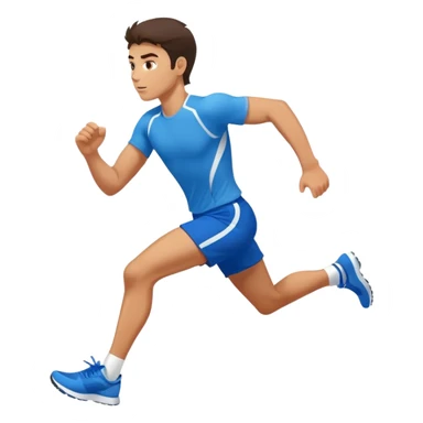 brunette man athlete with blue shorts running very fast sticker