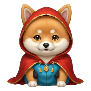 baby shiba dog, in magic red cloak sticker