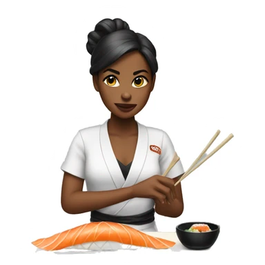 Slay girl eating sushi sticker