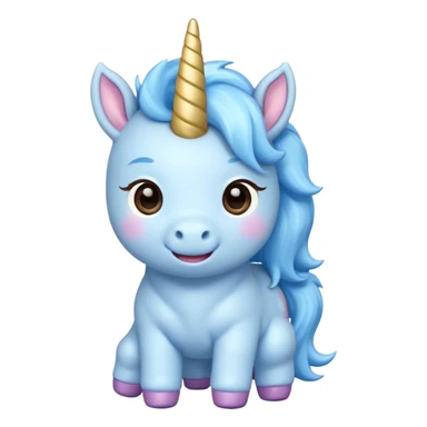 baby blue unicorn, chibi full body sticker