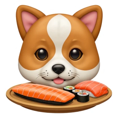dog eating sushi  sticker
