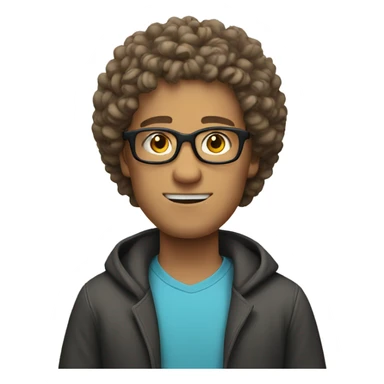 white guy with curly hair and glasses sticker