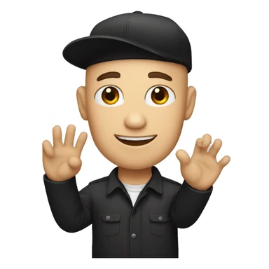 baldman with a black cap raising hand sticker