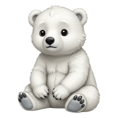 full body polar bear cub sitting sticker