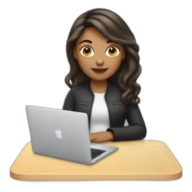 Mujer joven con cabello colorado con MacBook sticker