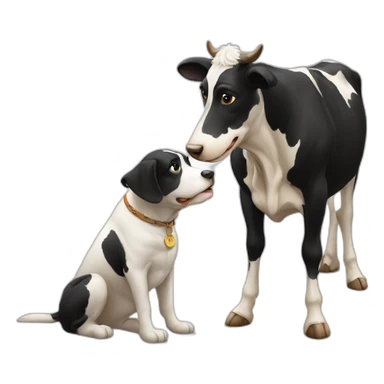 Dog talk to a cow sticker