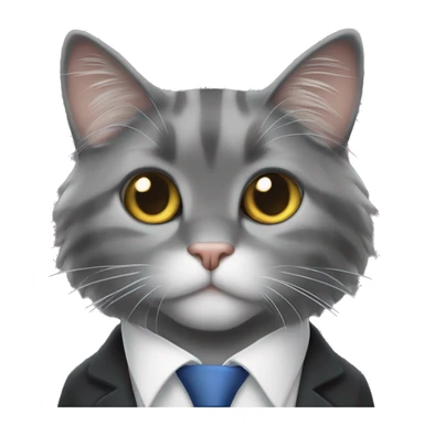 Long-haired gray tuxedo cat boss ￼ sticker
