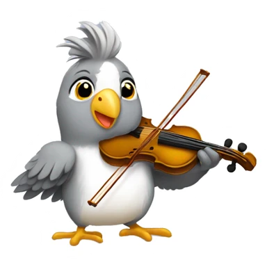 Grey cockatiel playing a fiddle sticker