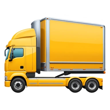 yellow sleeper semi truck with flat bed semi trailer, three-quarters view sticker