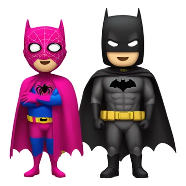 Batman and pink spiderman sticker