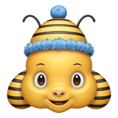 
Bees with blue Birthday Hat, Happy bee with striped party hat sticker