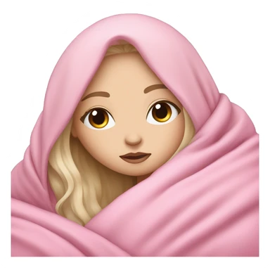 pale white girl with long black hair sleeping in pink blanket sticker