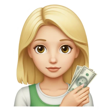blonde girl holding money sticker