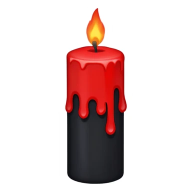 iOS sticker, dark candle, black wax, red flame, minimal sticker