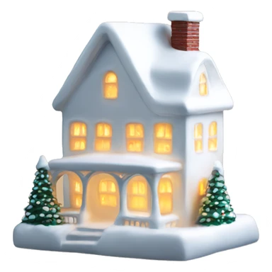 White ceramic Christmas house with light sticker
