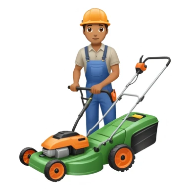 Maintenance worker
with lawnmower, full body sticker