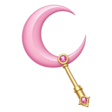 Sailor Moon's Crescent Moon Stick, a pink wand with a gold crescent moon on top and a pink gem in the center sticker