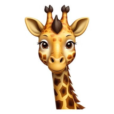 Cinematic Comical Giraffe Portrait Emoji, Head tilted dramatically with an exaggeratedly amused expression, featuring a striking, patterned Fur with playful patches and a long, quirky neck, wide, expressive eyes filled with playful disbelief, Simplified yet hilariously expressive features, highly detailed, glowing with a slightly sassy glow, high shine, dramatic yet playful, stylized with an air of cheeky mischief, bright and endearing, soft glowing outline, capturing the essence of a spirited and over-the-top giraffe, so meme-worthy it feels like it could tower its way into internet fame instantly! sticker