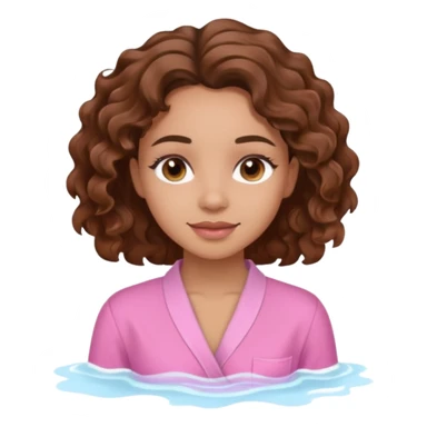 lightskin girl having a spa day with and pink shirt and brown wavy hair  sticker