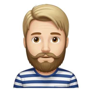 man with long hair and beard wearing horizontal striped t-shirt sticker