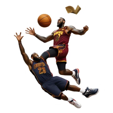 LeBron James dunking on a blond guy sticker