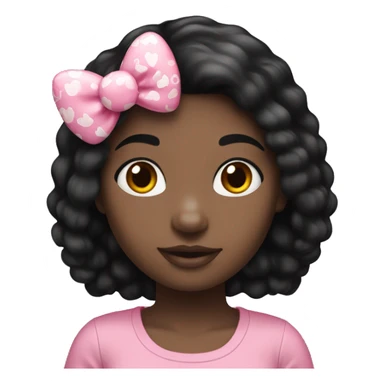 Black hair girl with a hello kitty sticker