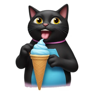 Black cat eating ice cream sticker