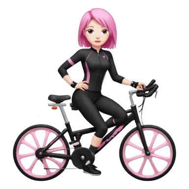 Bicycles Ergonomic bicycle of gym: seated white woman with hair black clothes pink sticker