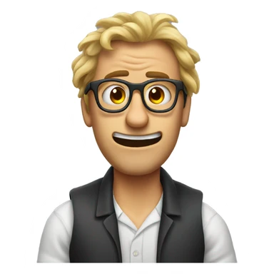 mad man pulling his hair. Add frameless glasses  sticker