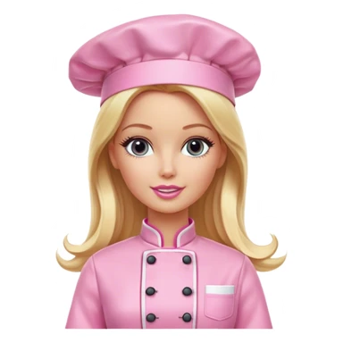 Blonde Barbie, long hair, chef with pink chef outfit  sticker