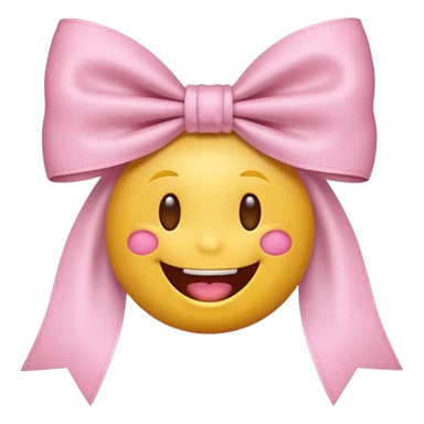 classic yellow laughing emoji with a very pretty pale pale pink bow sticker