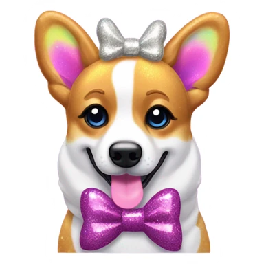 Lisa frank glitter corgi with bows on head sticker