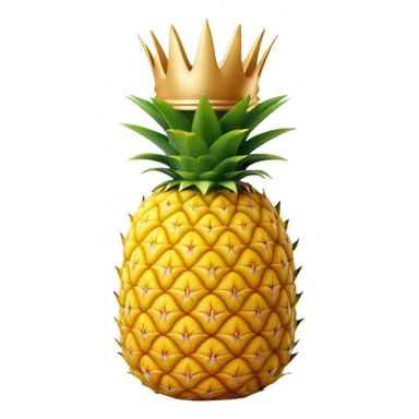 Cinematic Realistic Pineapple Emoji, Tropical and vibrant, with a golden-yellow textured skin and a crown of spiky green leaves on top. The body of the fruit is sharply geometric, its surface rich with natural patterns. Soft glowing outline, capturing the essence of exotic sweetness and tropical flair in a fresh pineapple! sticker