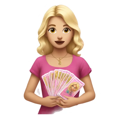 Blonde girl with pink tarot cards sticker