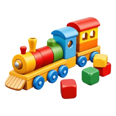 wooden toys set with blocks, train, and stacking rings for children sticker