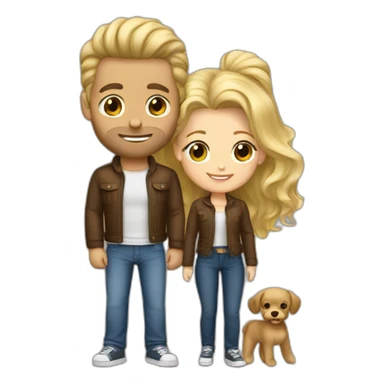 Gay couple blonde and brown haired with brown mini pudel sticker