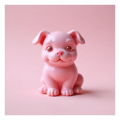 realistic pink candy shaped like a cute puppy, photorealistic style sticker