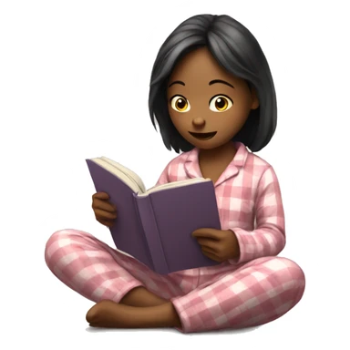 Girl in pyjama reading  sticker