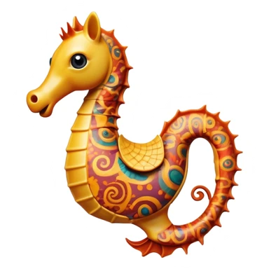 Cinematic Realistic Comical Sea Horse Portrait Emoji, Head tilted dramatically with an exaggeratedly amused expression, featuring a striking, finely detailed body with bold, whimsical patterns and wide, expressive eyes full of playful disbelief, rendered with natural, vibrant hues and realistic texture; high shine, dramatic yet playful, styled with an air of cheeky aquatic mischief, soft glowing outline, capturing the essence of a spirited and over‐the‐top sea horse that looks ready to bob its way into viral fame! sticker