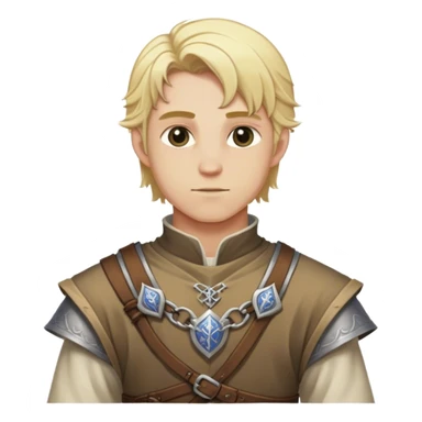 Medieval DnD themed fantasy blonde male character. Clothes only above the waist, full waist coverage. The character has no arms. sticker